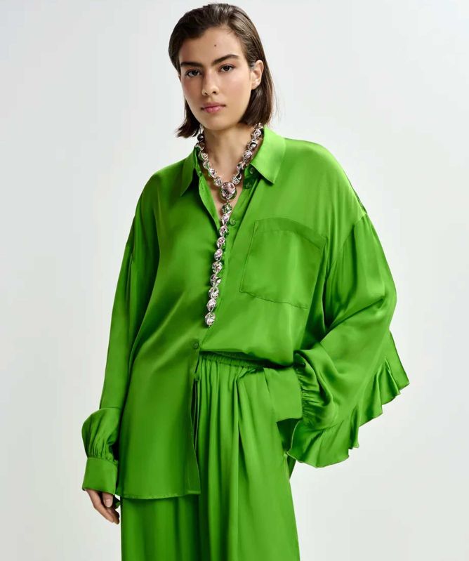 Essentiel Antwerp Judith Ruffle-Trimmed Oversized Shirt