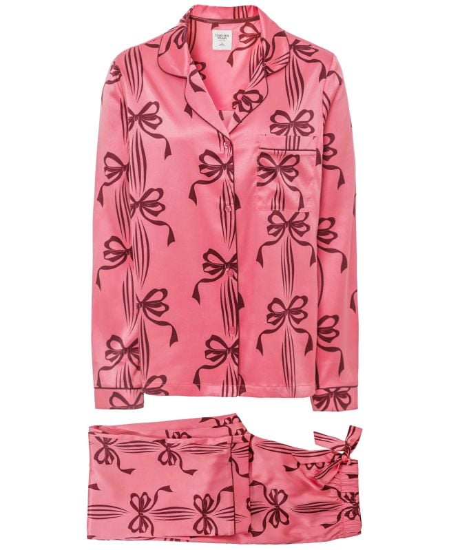 Chelsea Peers Satin Bow Print Long Pyjamas
