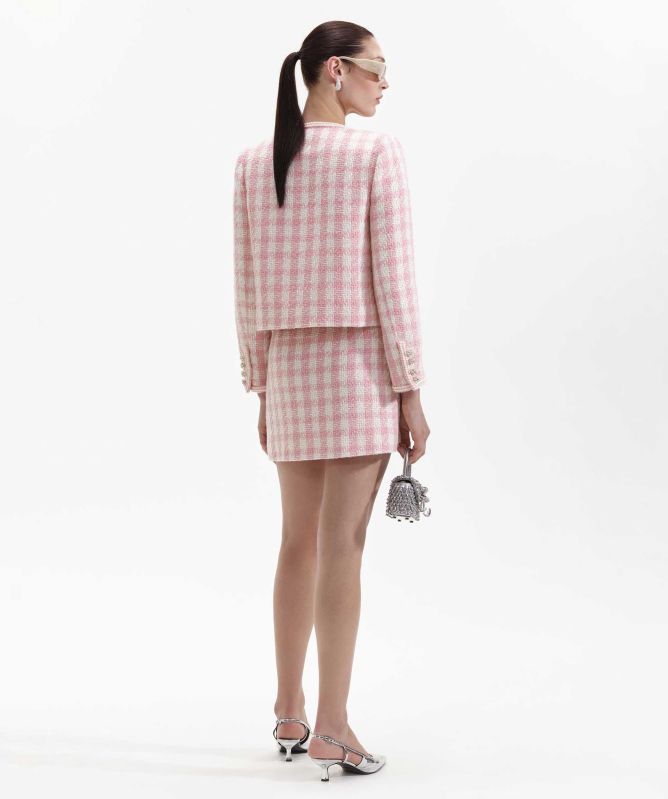 Self-Portrait Check Bouclé Jacket