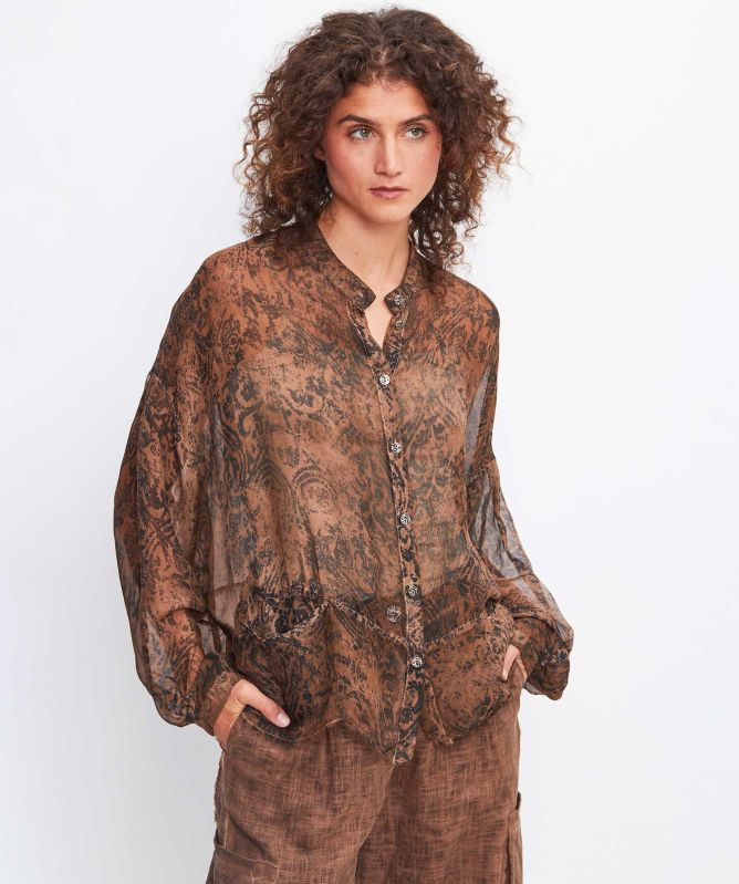 Sanctamuerte Printed Silk Blend Shirt