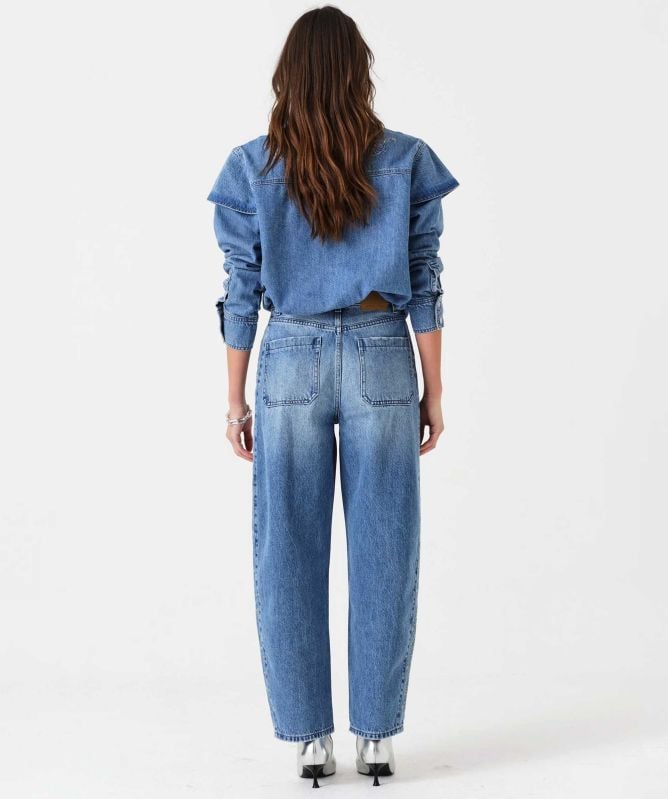 Seventy + Mochi Bo Barrel Leg Embroidered Jeans