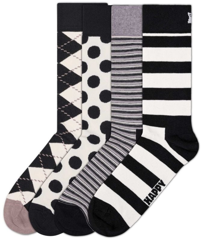 Happy Socks Black & White Socks 4 Pack