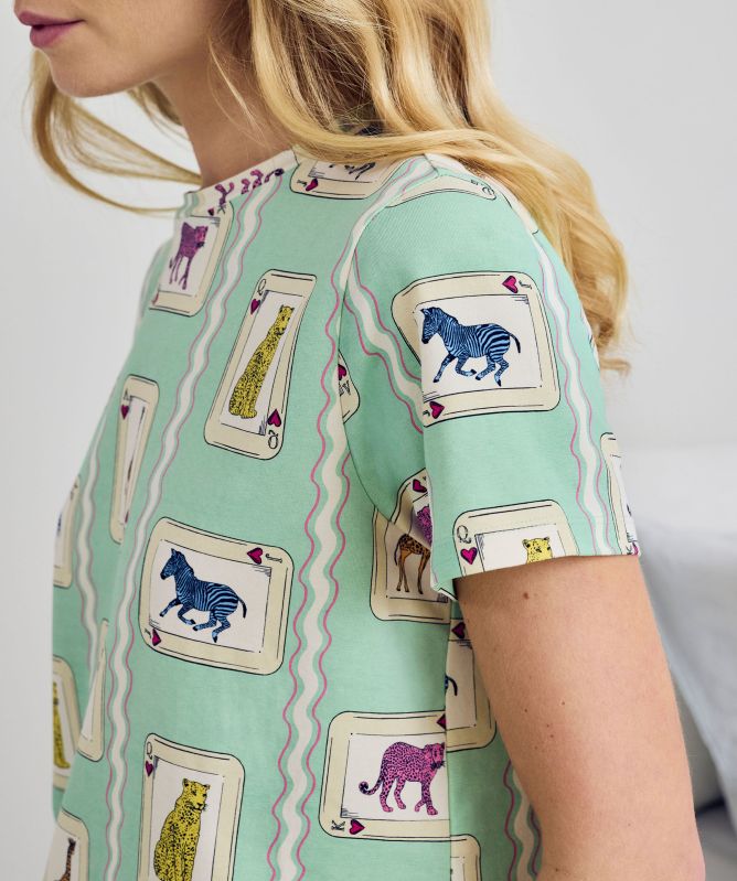 Chelsea Peers Playing Card Animals Print Long Pajamas