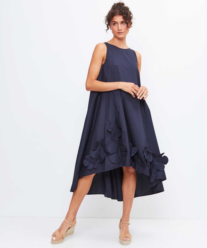 MEIMEIJ Navy Falling Petal Midi Dress