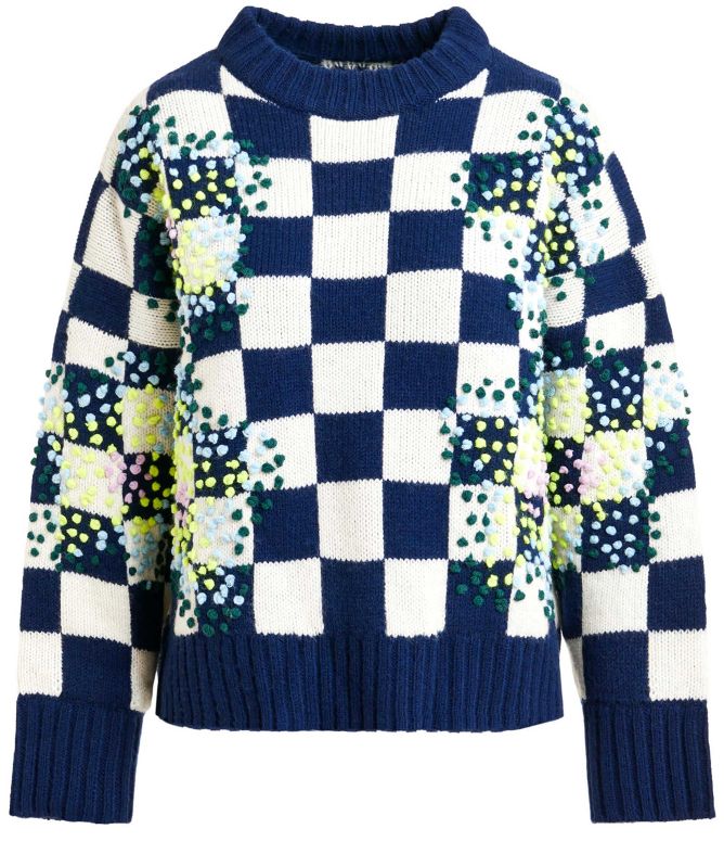 Essentiel Antwerp Inter Checkerboard Embroidered Jumper