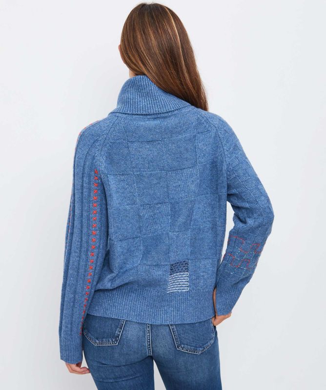 Paul Smith Cable Knit Patchwork Roll Neck Jumper