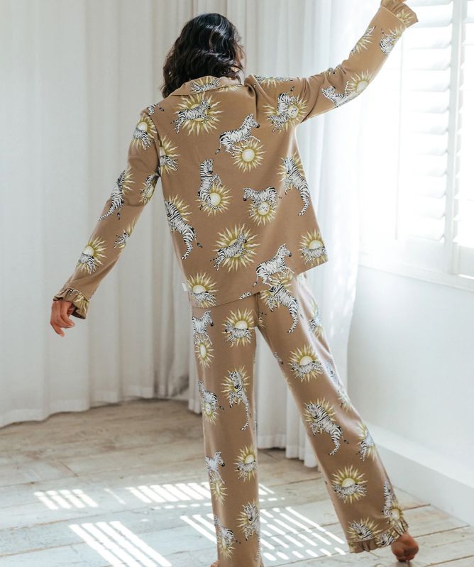 Chelsea Peers Celestial Zebra Frill Long Pyjama Set