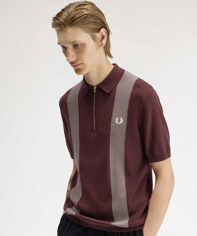 Fred Perry Panel Detail Knitted Polo Shirt