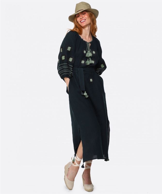 Benaras Sylvia Veronica Linen Dress