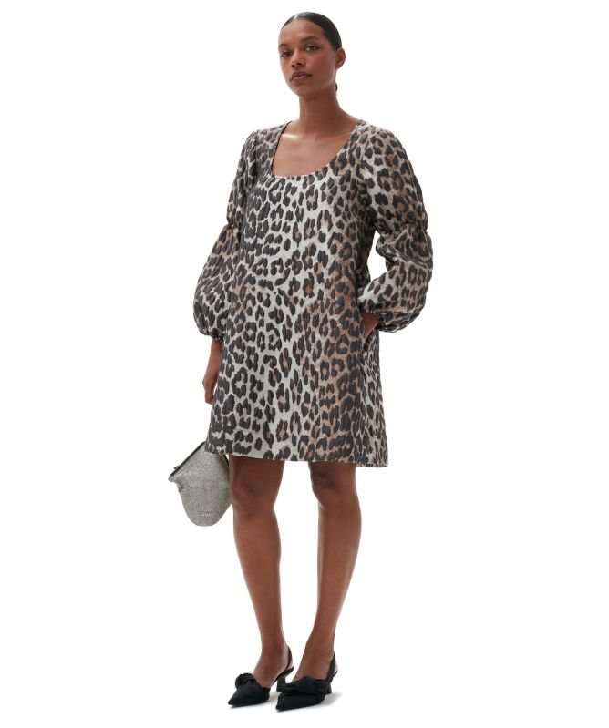 GANNI 3D Leopard Jacquard Mini Dress | Jules B