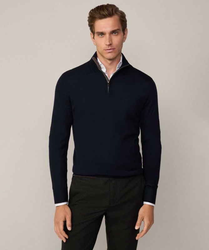 Hackett Merino Silk Half-Zip Jumper