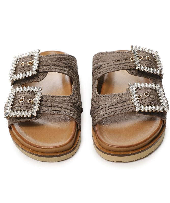 INUOVO Embellished Raffia Sandals