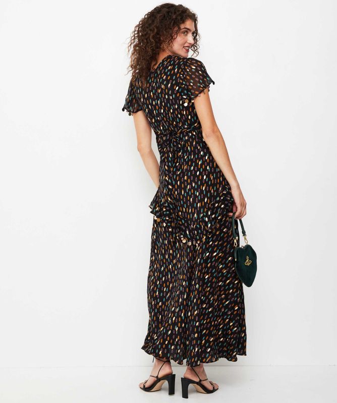 RIXO Jane Tiered Silk Maxi Dress