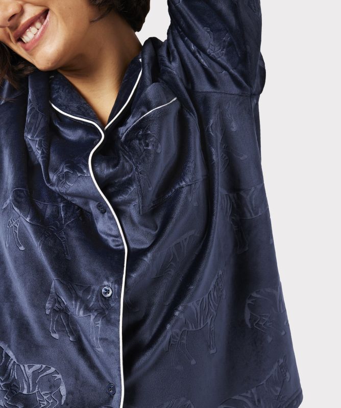 Chelsea Peers Velour Zebra Print Long Pajamas