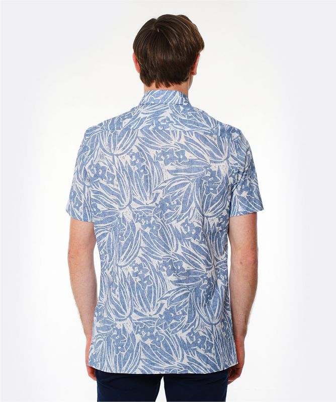 Hackett Linen Cotton Short Sleeve Hawaiian Shirt