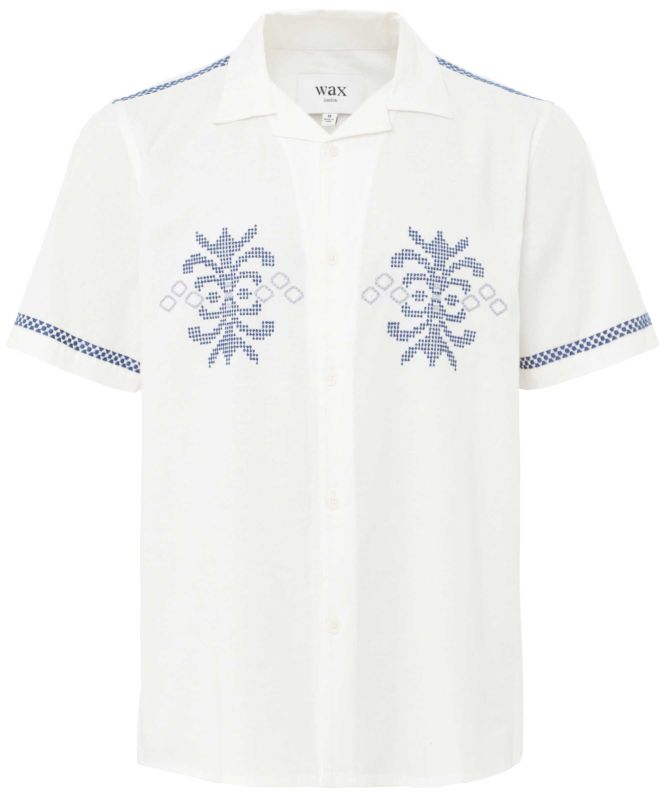 Wax London Linen Mix Embroidered Didcot Shirt