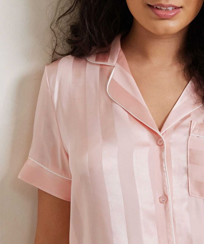 Chelsea Peers Satin Jacquard Stripe Short Pyjamas