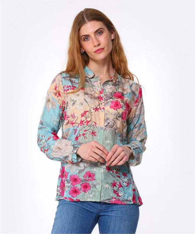 Johnny Was Permint Aphrodite Silk Shirt