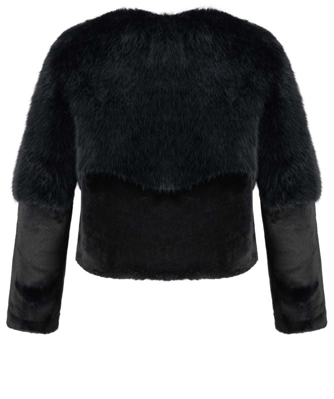 Urbancode Collarless Faux Fur Blouson Jacket
