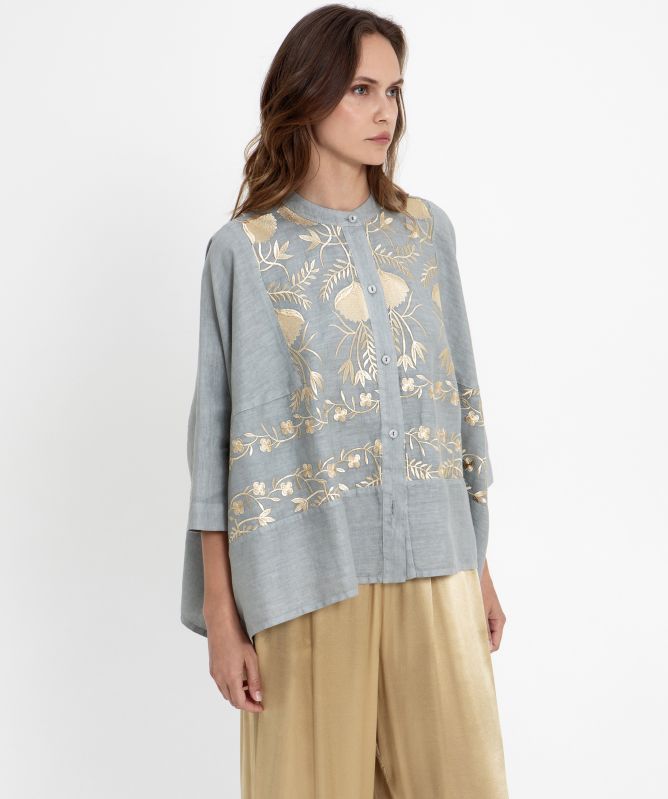 Greek Archaic Kori Blossom Oversized Shirt