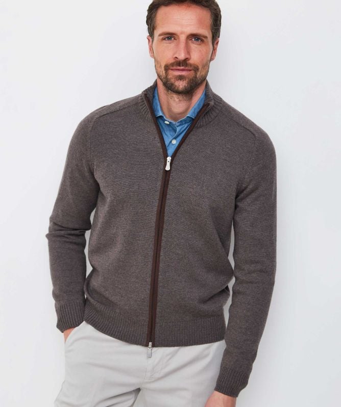 Gran Sasso Wool Zipper-Through Cardigan