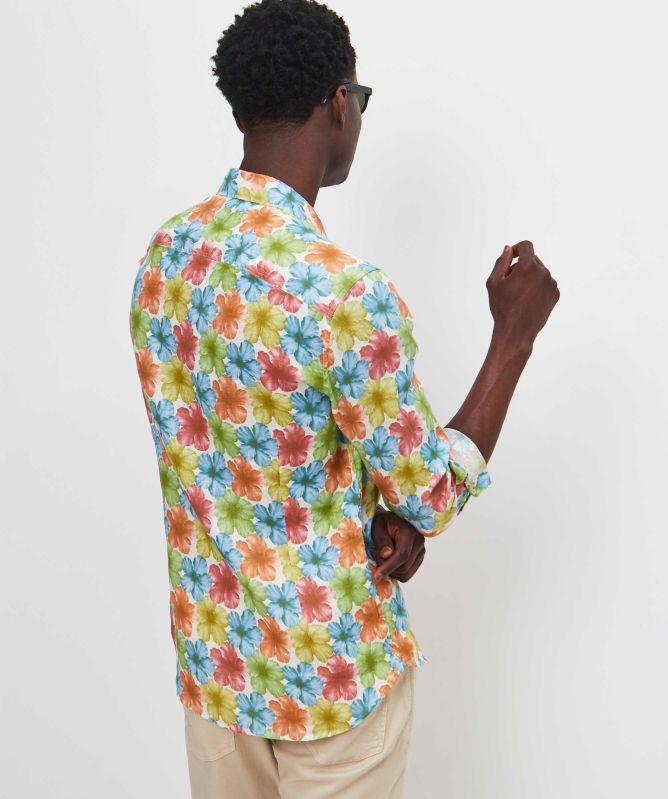 Stenstroms Slimline Linen Flower Shirt