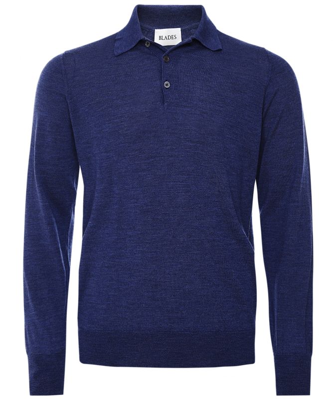 J. Blades Merino Wool Long Sleeve Polo Shirt