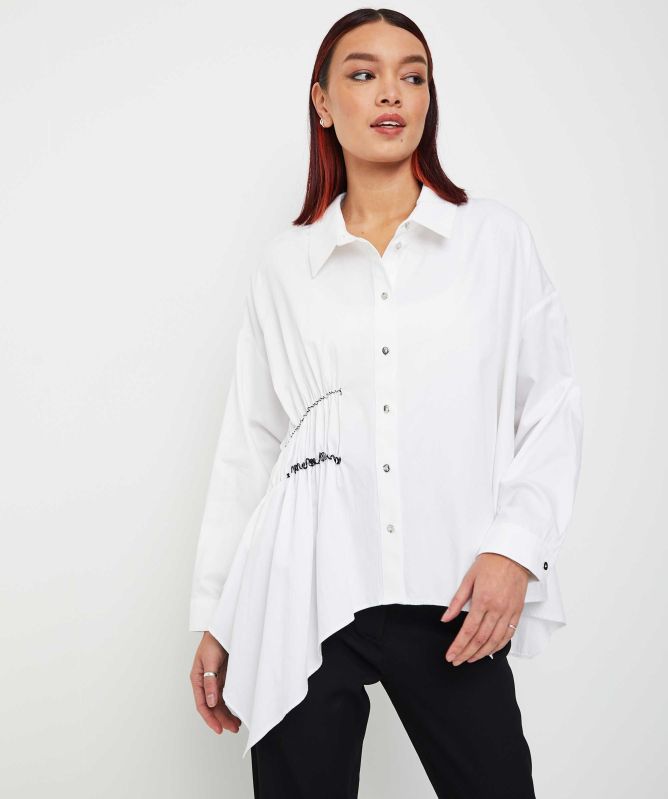 Bize Asymmetrical Contrast Stitch Shirt