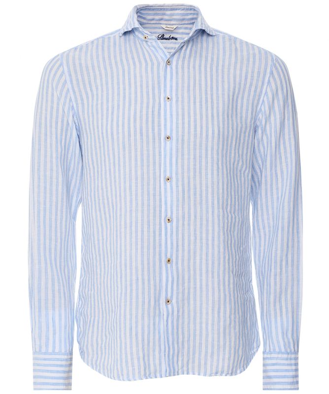Stenstroms Fitted Body Linen Striped Shirt