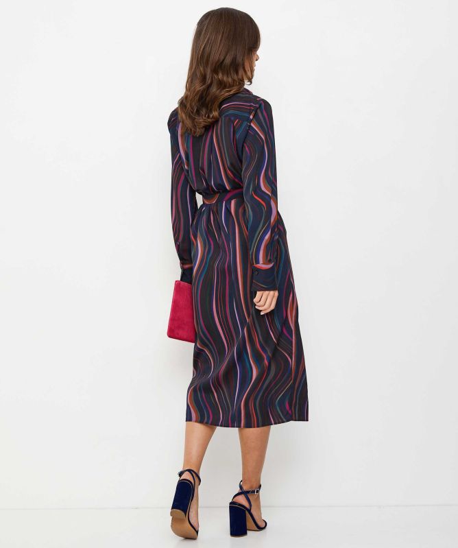 Paul Smith Satin Midnight Swirl Belted Dress