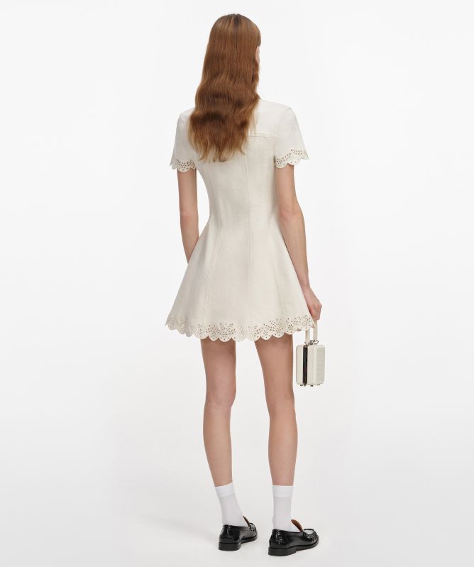Self-Portrait Broderie Denim Mini Dress