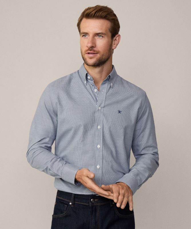 Hackett Tailored Fit Flannel Puppytooth Shirt