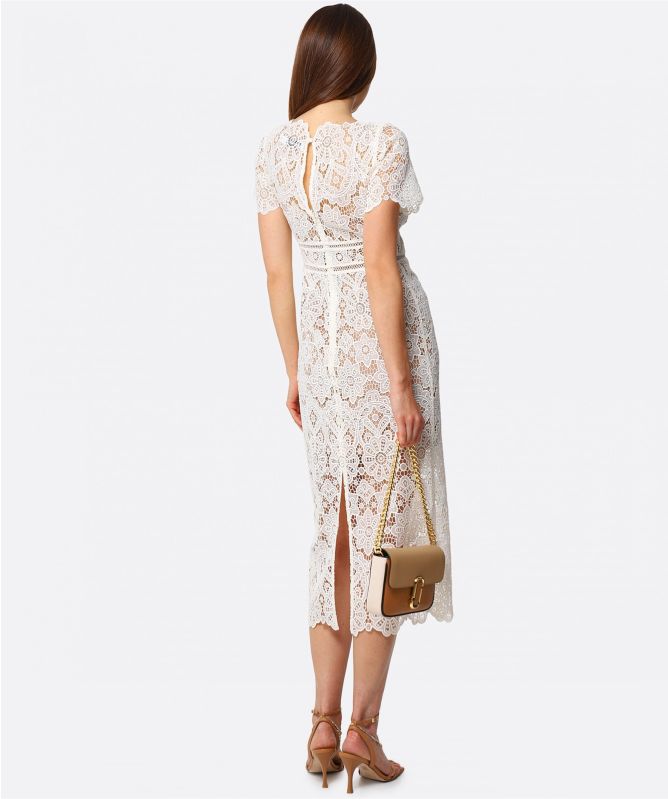 Self-Portrait Floral Guipure V-Neck Midi Dress