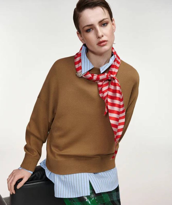 Essentiel Antwerp Kurtis Sweater with Embellished Scarf