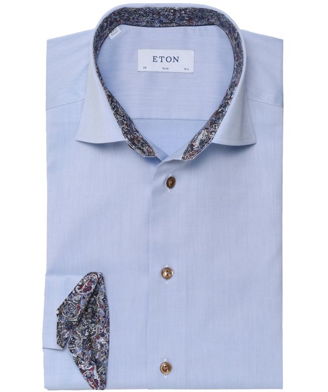 Eton Slim Fit Paisley Trim Shirt
