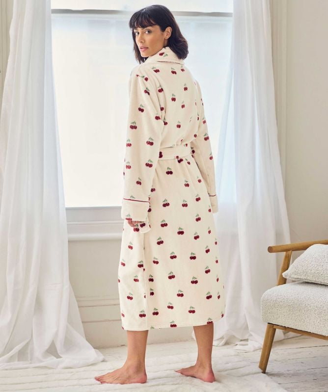 Chelsea Peers Fleece Cherry Print Long Robe