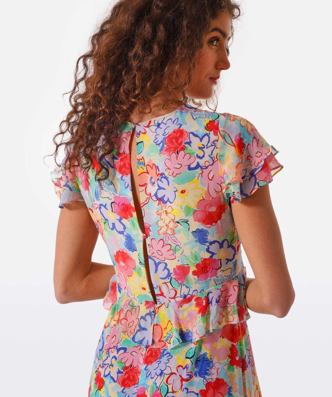 rixo thanvi silk midi dress RIXO Thanvi Silk Frill Midi Dress