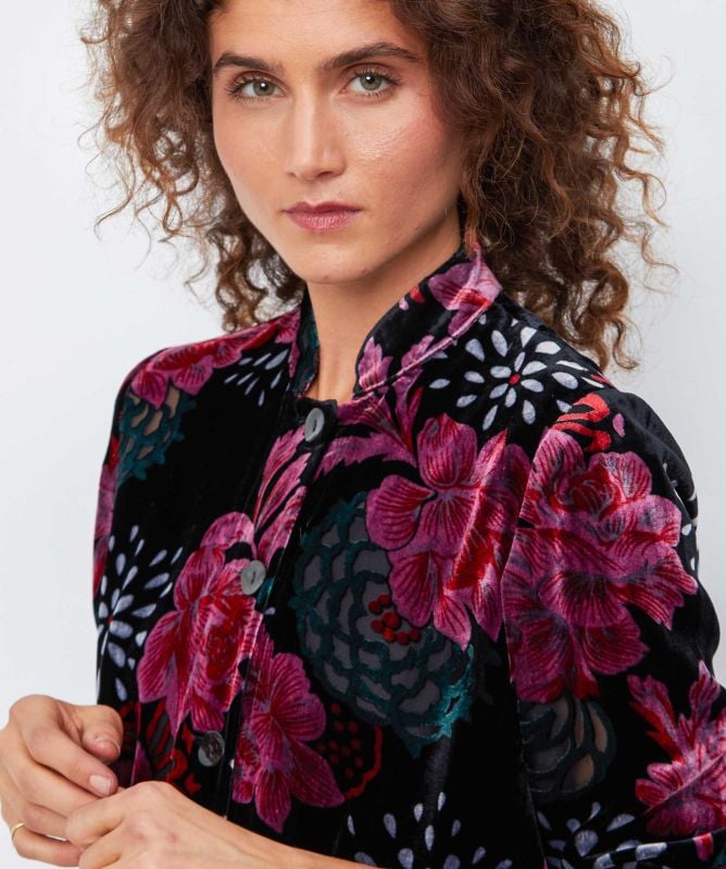 Thanny Devoré Floral Jacket