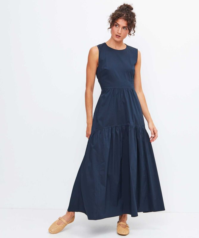 MEIMEIJ Navy Open Back Detail Maxi Dress