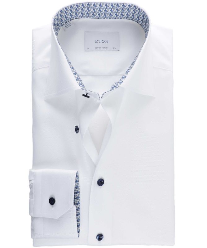 Eton Contemporary Fit Geometric Trim Shirt