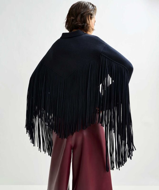 Essentiel Antwerp Istern Knitted Fringe Detail Jacket
