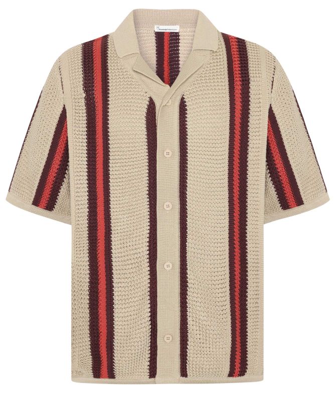 Knowledge Cotton Striped Knitted Shirt