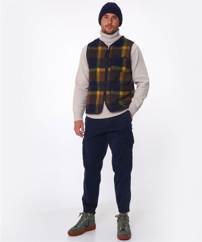 Universal Works Wool Fleece Plaid Check Gilet
