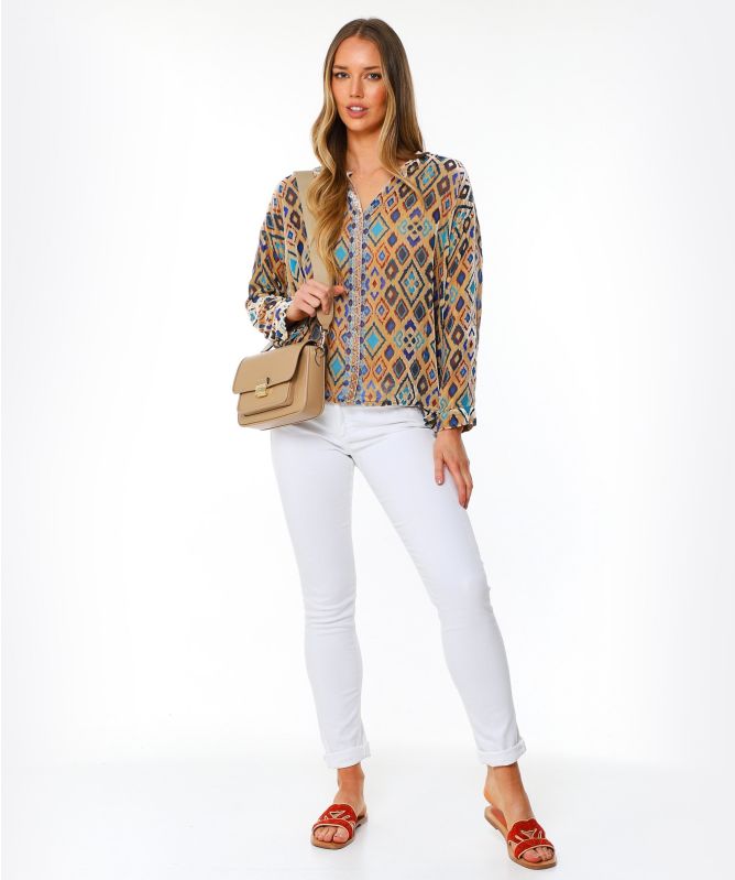 Johnny Was Ikat Button Down Blouse