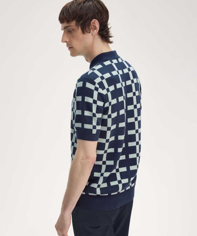 Fred Perry Geometric Jacquard Knit Polo Shirt