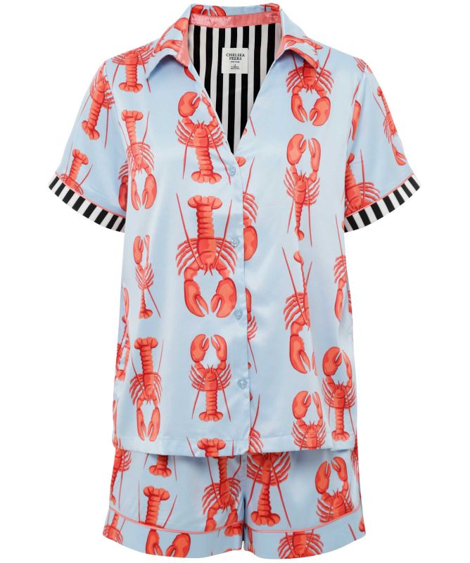 Chelsea Peers Satin Lobster Print Short Pyjama Set