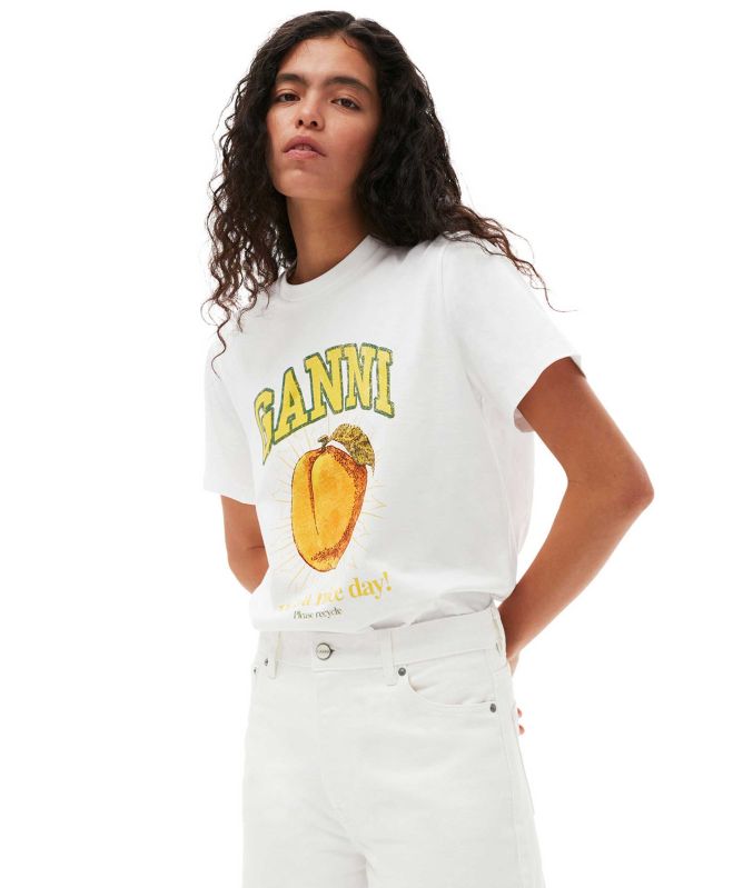 GANNI Relaxed Organic Cotton Peach T-Shirt