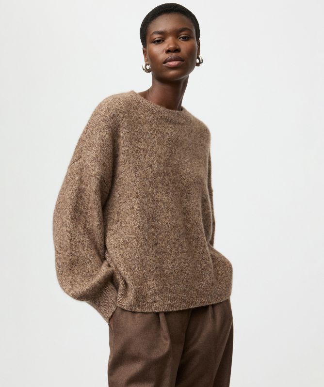 Soft Goat Marled Relaxed Fit Crewneck Sweater