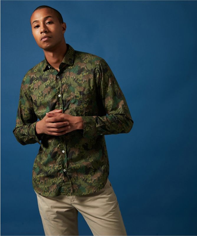 Hartford Slim Fit Tiger Print Paul Shirt