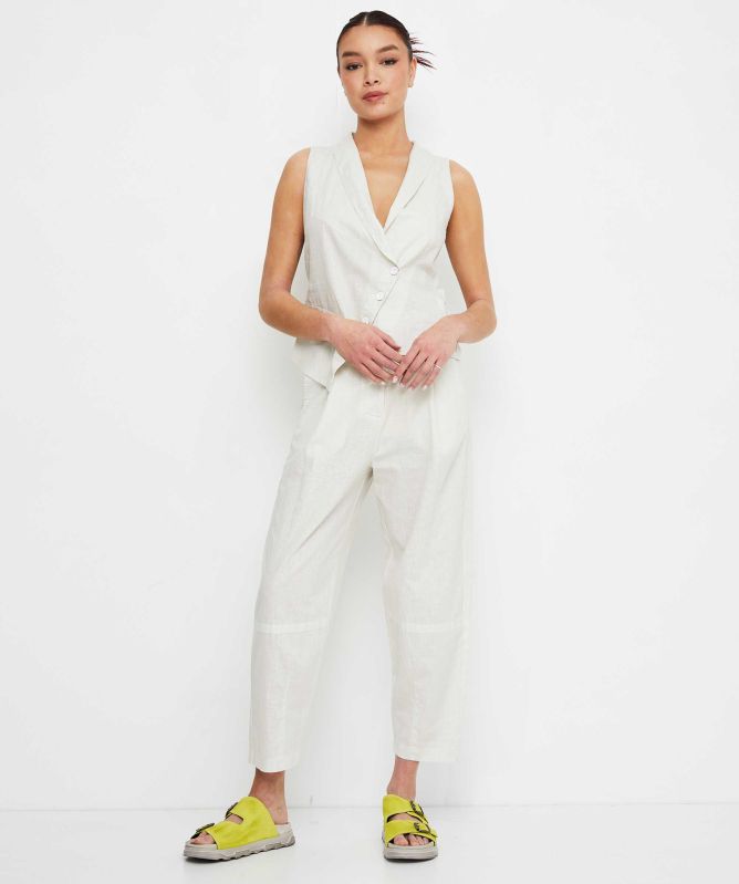 Lurdes Bergada Striped Linen Waistcoat